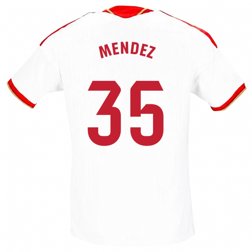 גברים Tomas Mendez #35 לבן אדום ג'רזי ביתית 2026/27 חולצה קצרה
