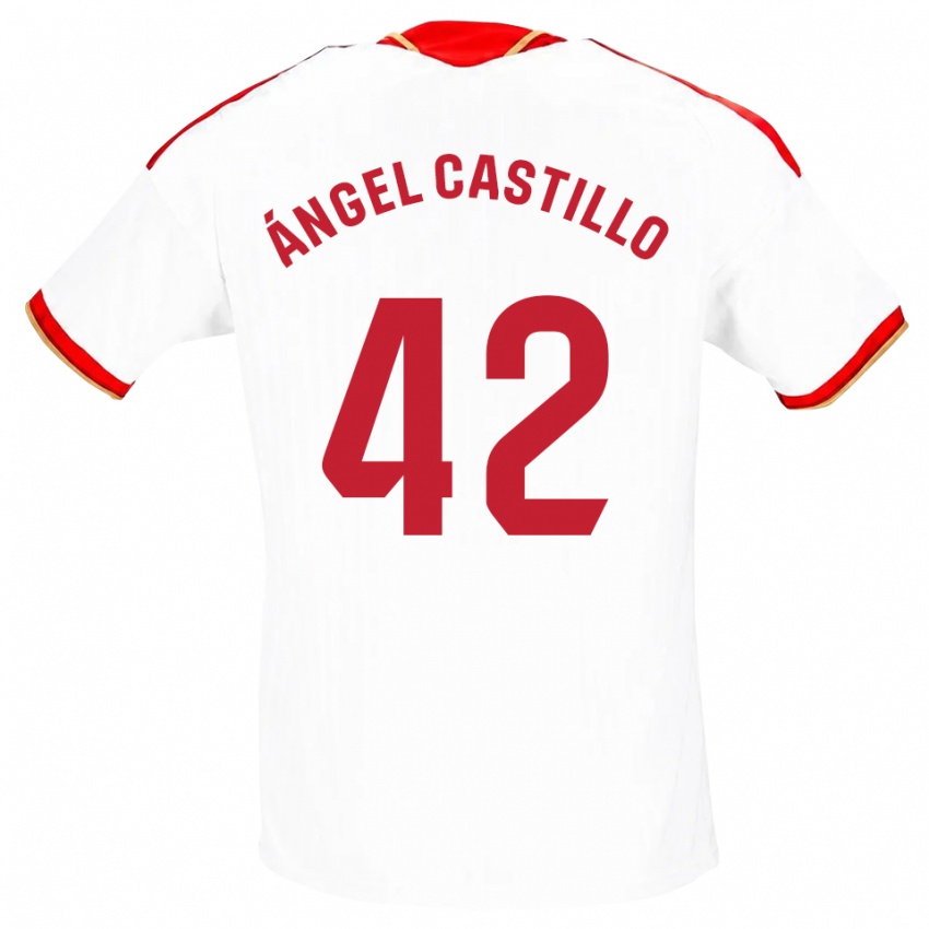 גברים Manuel Ángel Castillo #42 לבן אדום ג'רזי ביתית 2026/27 חולצה קצרה