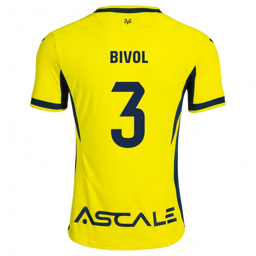 גברים Victor Bivol #3 צהוב שחור אדום ג'רזי ביתית 2026/27 חולצה קצרה