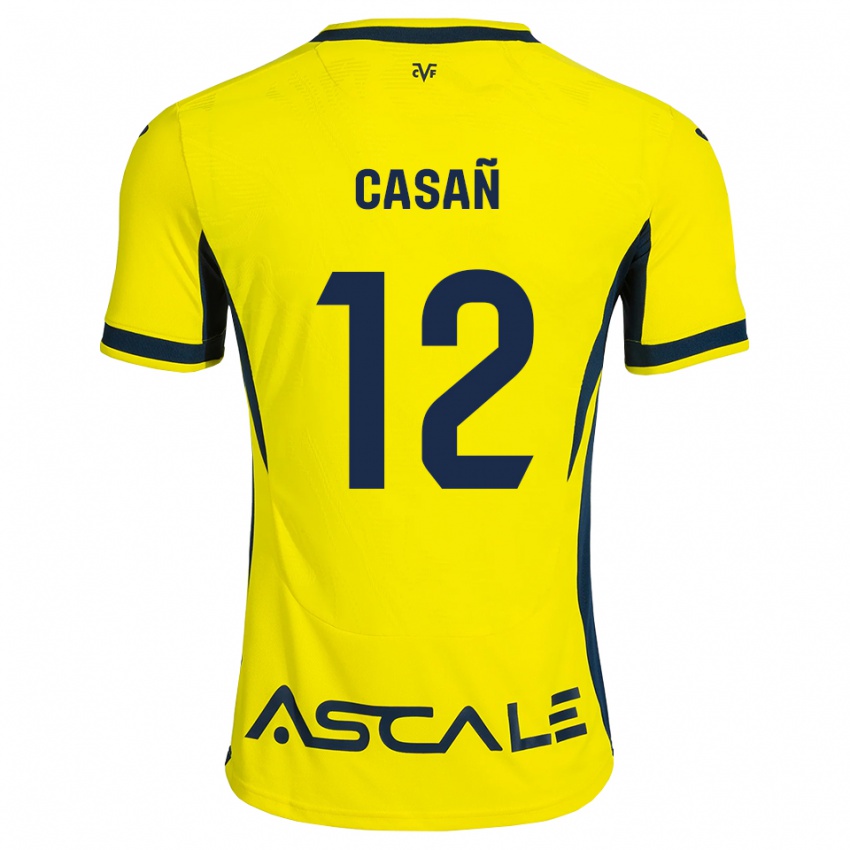 גברים Jorge Casañ #12 צהוב שחור אדום ג'רזי ביתית 2026/27 חולצה קצרה