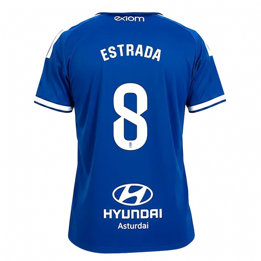 גברים Nacho Estrada #8 כחול בינוני לבן ג'רזי ביתית 2026/27 חולצה קצרה