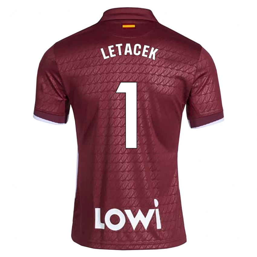 גברים Jiri Letacek #1 אדום כהה לבן הרחק ג'רזי 2026/27 חולצה קצרה