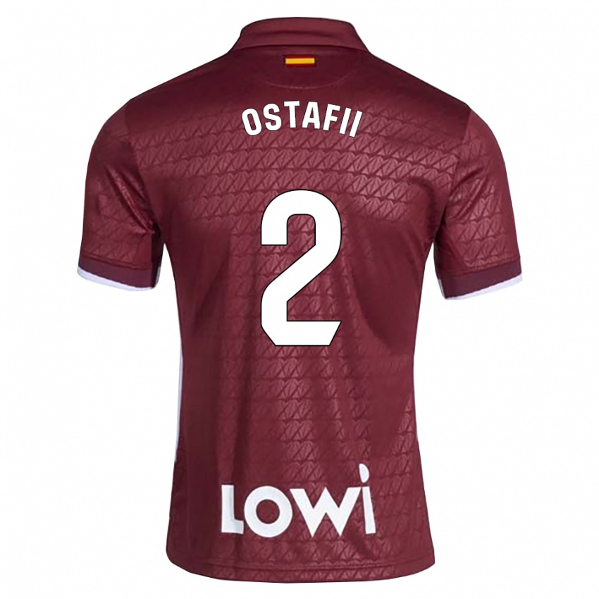 גברים David Ostafii #2 אדום כהה לבן הרחק ג'רזי 2026/27 חולצה קצרה