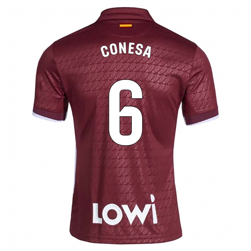 גברים Nico Conesa #6 אדום כהה לבן הרחק ג'רזי 2026/27 חולצה קצרה