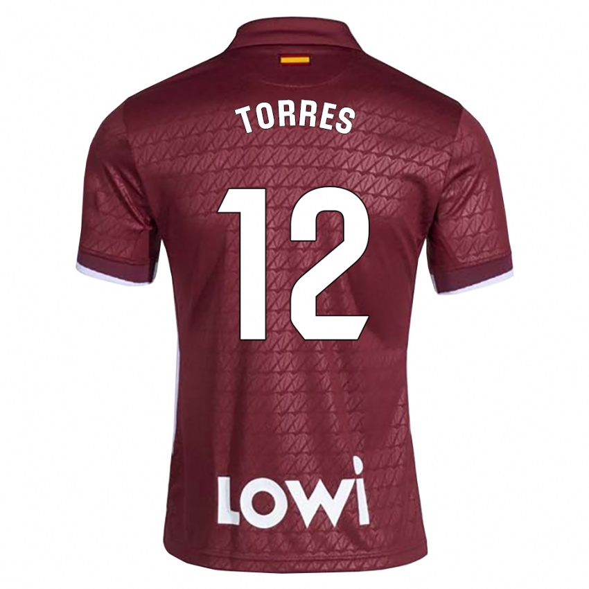 גברים Rubén Torres #12 אדום כהה לבן הרחק ג'רזי 2026/27 חולצה קצרה