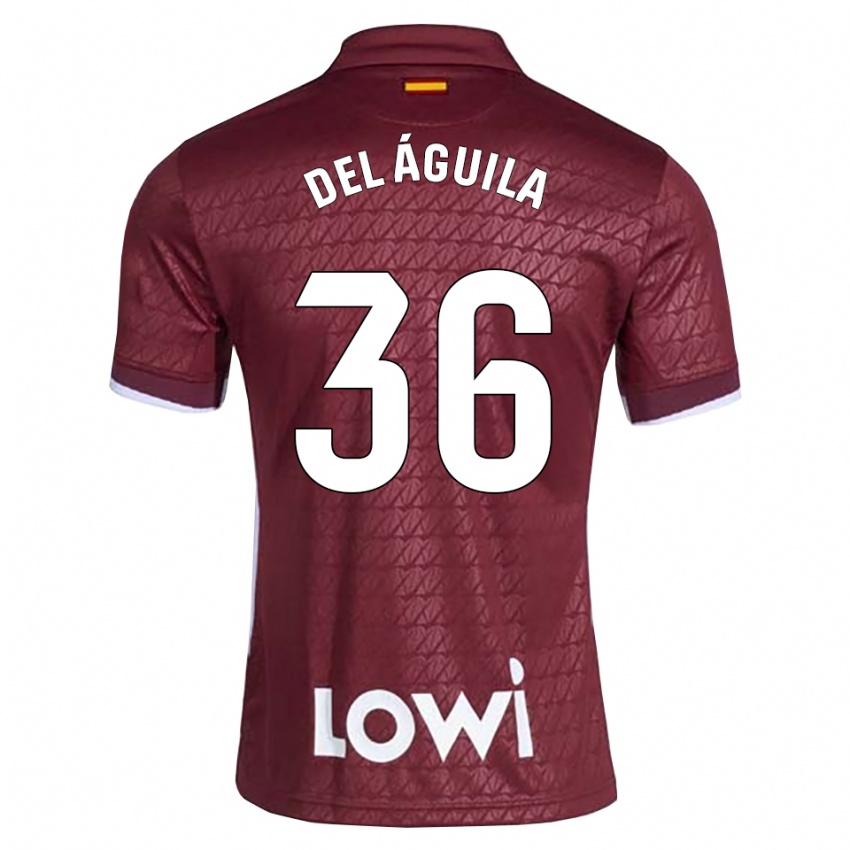 גברים Ángel Del Águila #36 אדום כהה לבן הרחק ג'רזי 2026/27 חולצה קצרה