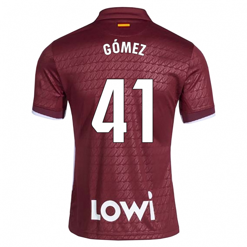 גברים Álvaro Gómez #41 אדום כהה לבן הרחק ג'רזי 2026/27 חולצה קצרה