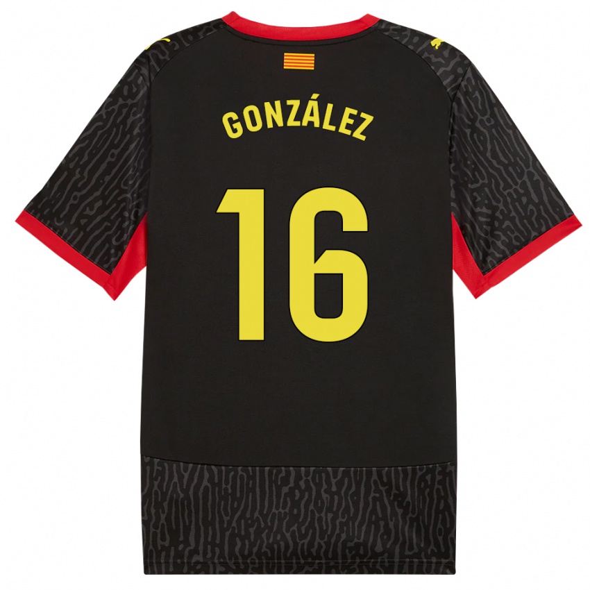 גברים Lau González #16 שחור צהוב אדום הרחק ג'רזי 2026/27 חולצה קצרה