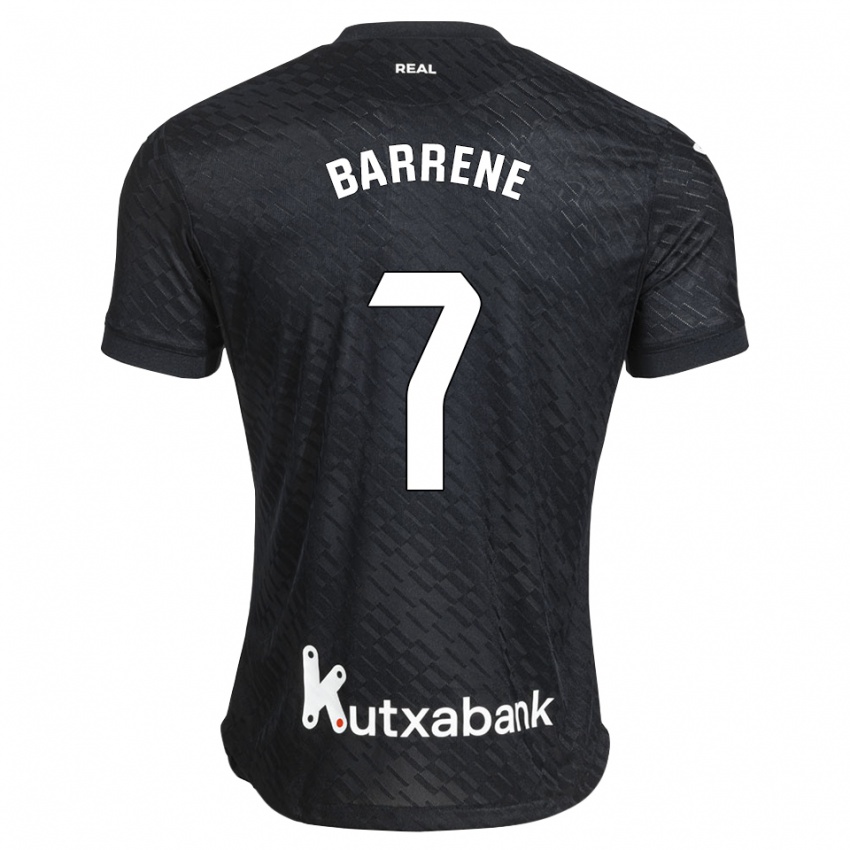 גברים Ander Barrenetxea #7 שחור לבן הרחק ג'רזי 2026/27 חולצה קצרה