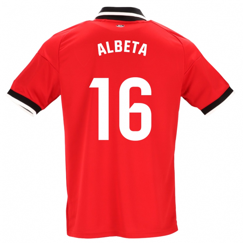 גברים Alba López #16 לבן אדום שחור הרחק ג'רזי 2026/27 חולצה קצרה
