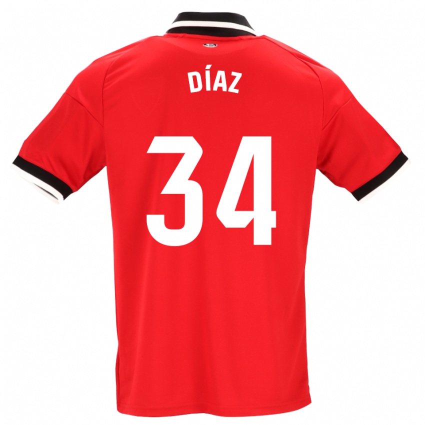גברים Mario Díaz #34 לבן אדום שחור הרחק ג'רזי 2026/27 חולצה קצרה
