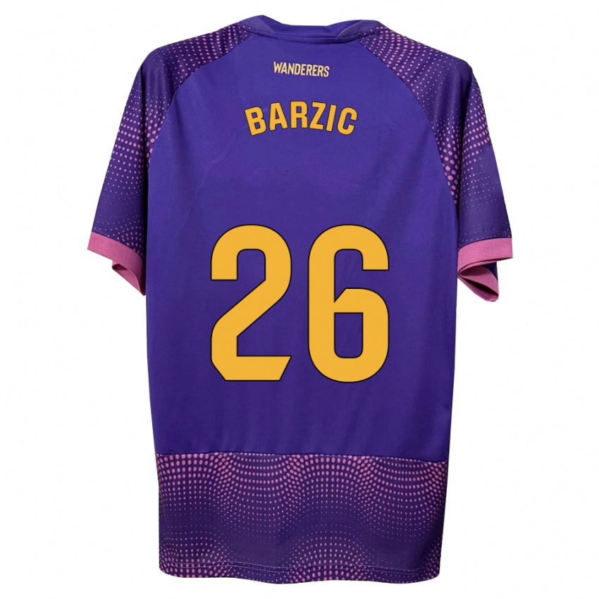 גברים Matia Barzic #26 לבן ורוד סגול הרחק ג'רזי 2026/27 חולצה קצרה