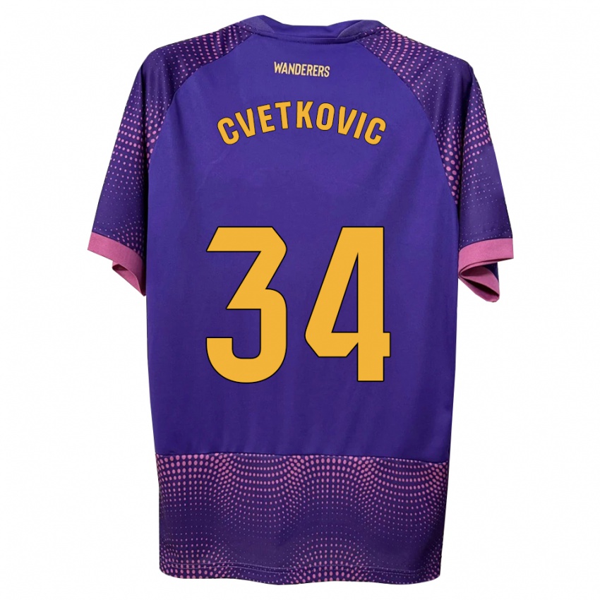 גברים Novak Cvetkovic #34 לבן ורוד סגול הרחק ג'רזי 2026/27 חולצה קצרה