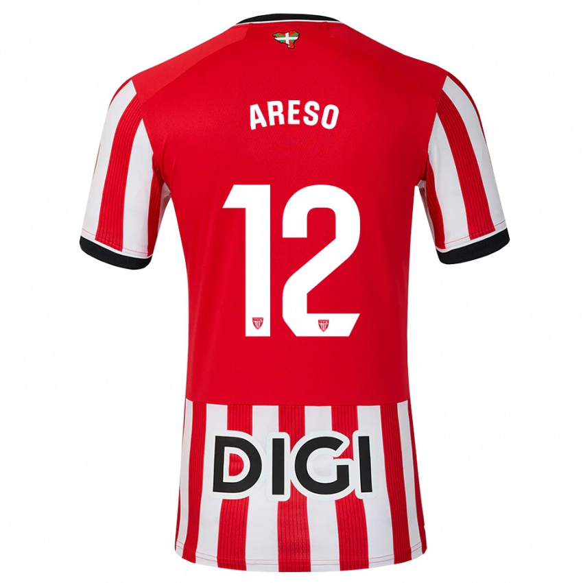 נשים Jesús Areso Blanco #12 אדום שחור לבן ג'רזי ביתית 2026/27 חולצה קצרה