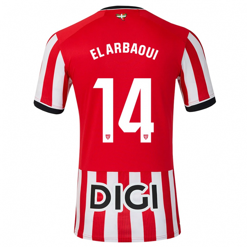 נשים Ilyas El Arbaoui #14 אדום שחור לבן ג'רזי ביתית 2026/27 חולצה קצרה