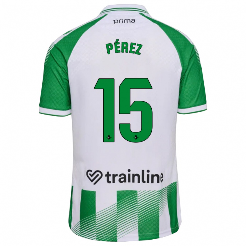 נשים Álex Pérez #15 ירוק בהיר שחור לבן ג'רזי ביתית 2026/27 חולצה קצרה