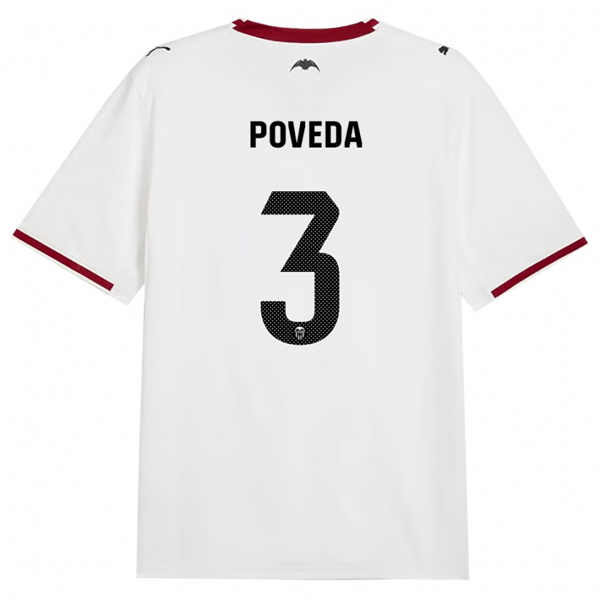 נשים Hugo Poveda #3 שחור לבן אדום צהוב ג'רזי ביתית 2026/27 חולצה קצרה