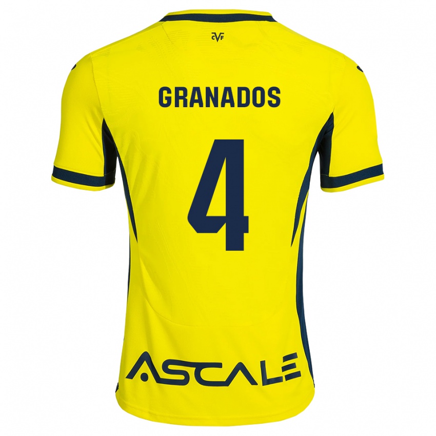 נשים Carlos Granados #4 צהוב שחור אדום ג'רזי ביתית 2026/27 חולצה קצרה