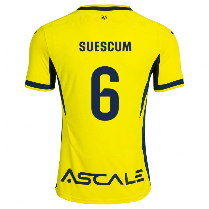 נשים Hugo Suescum #6 צהוב שחור אדום ג'רזי ביתית 2026/27 חולצה קצרה