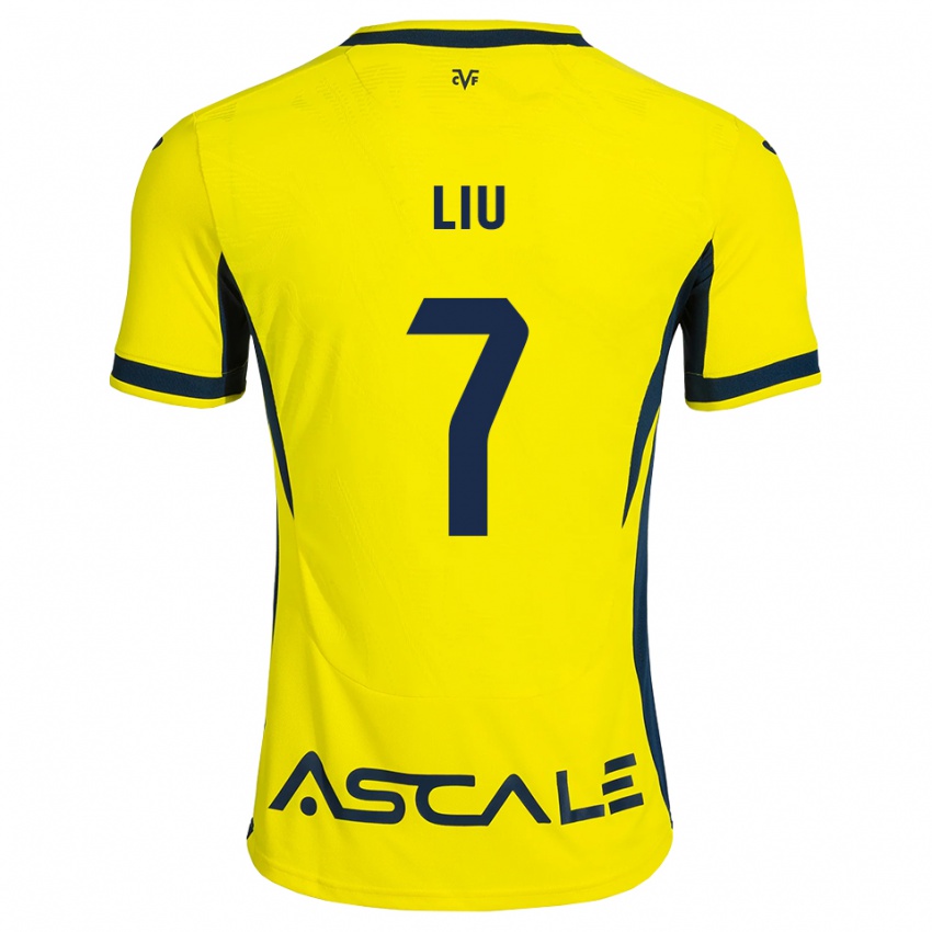 נשים Kaiyuan Liu #7 צהוב שחור אדום ג'רזי ביתית 2026/27 חולצה קצרה