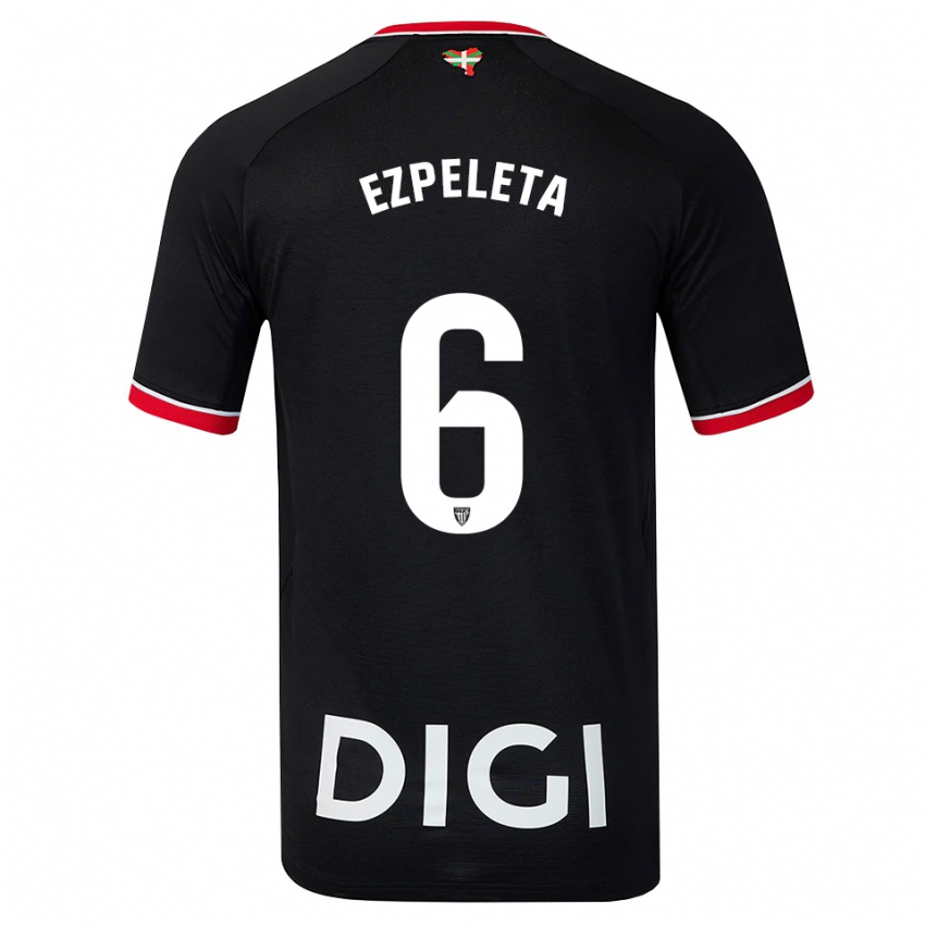 נשים Ander Ezpeleta #6 שחור לבן אדום הרחק ג'רזי 2026/27 חולצה קצרה