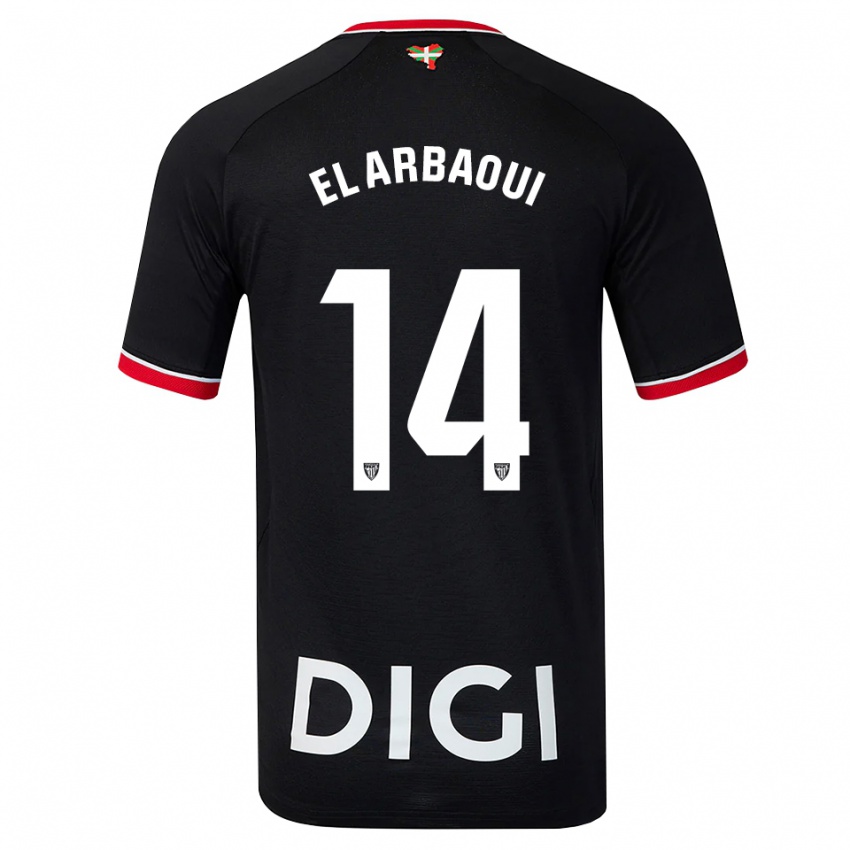נשים Ilyas El Arbaoui #14 שחור לבן אדום הרחק ג'רזי 2026/27 חולצה קצרה
