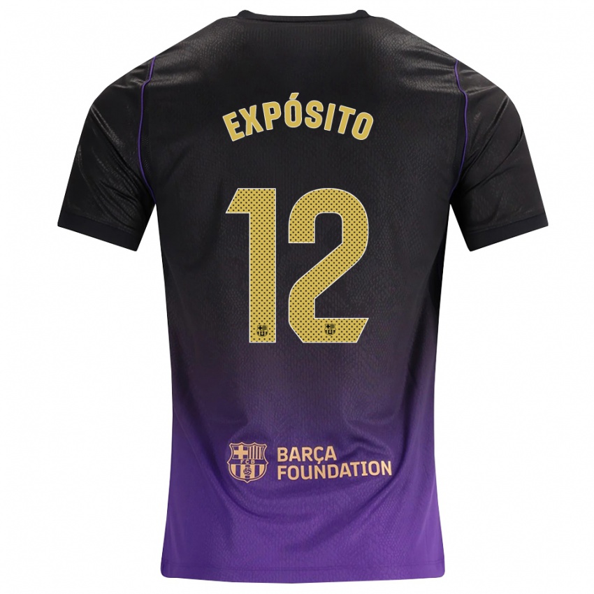 נשים Raúl Expósito #12 סגול צהוב שחור הרחק ג'רזי 2026/27 חולצה קצרה