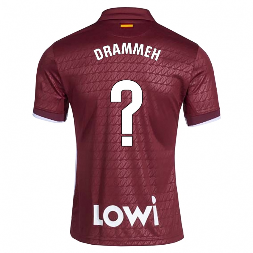 נשים Ebrahima Drammeh #0 אדום כהה לבן הרחק ג'רזי 2026/27 חולצה קצרה