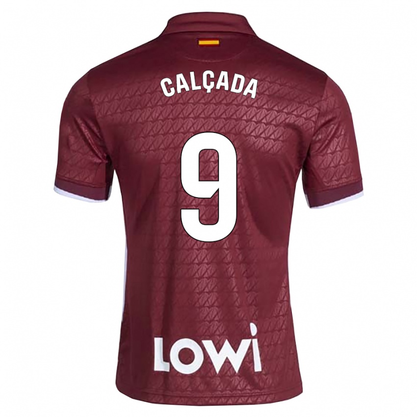 נשים Gonzalo Calçada #9 אדום כהה לבן הרחק ג'רזי 2026/27 חולצה קצרה
