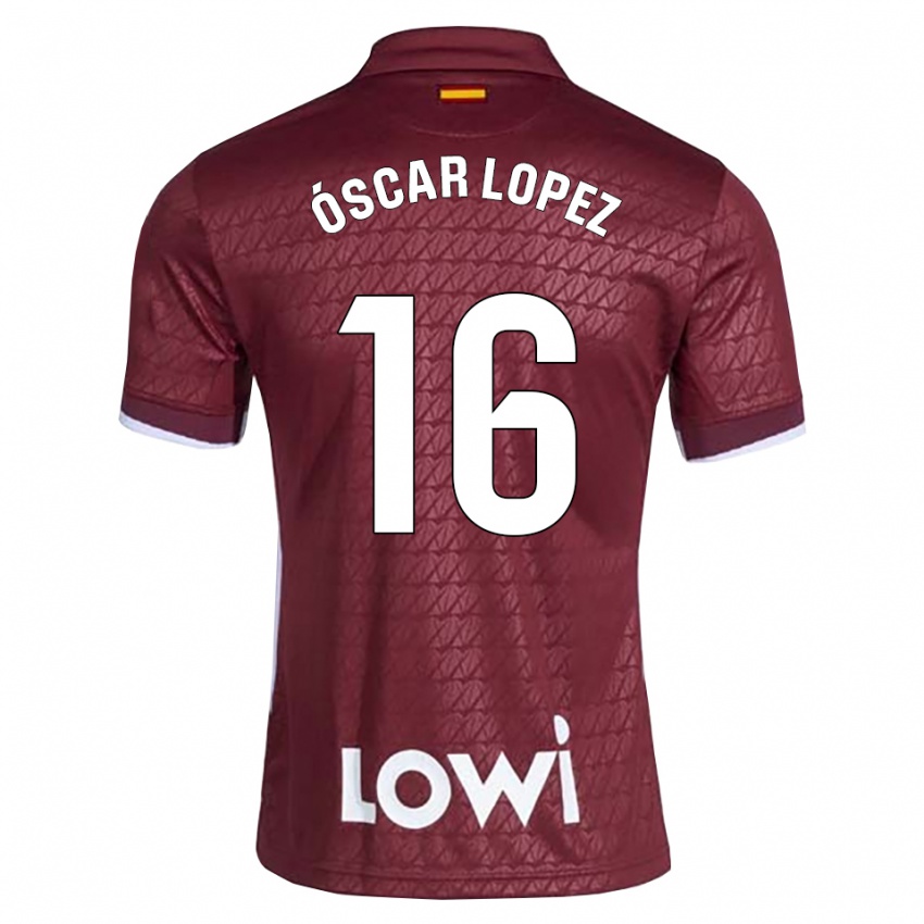 נשים Óscar López #16 אדום כהה לבן הרחק ג'רזי 2026/27 חולצה קצרה