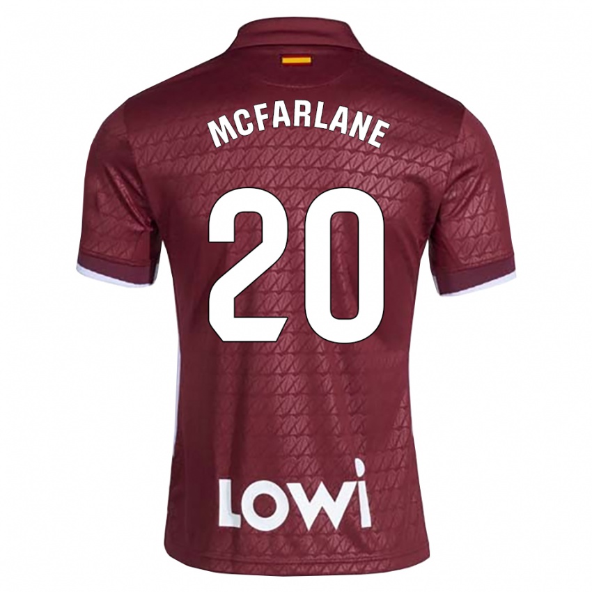 נשים Ayden Mcfarlane #20 אדום כהה לבן הרחק ג'רזי 2026/27 חולצה קצרה