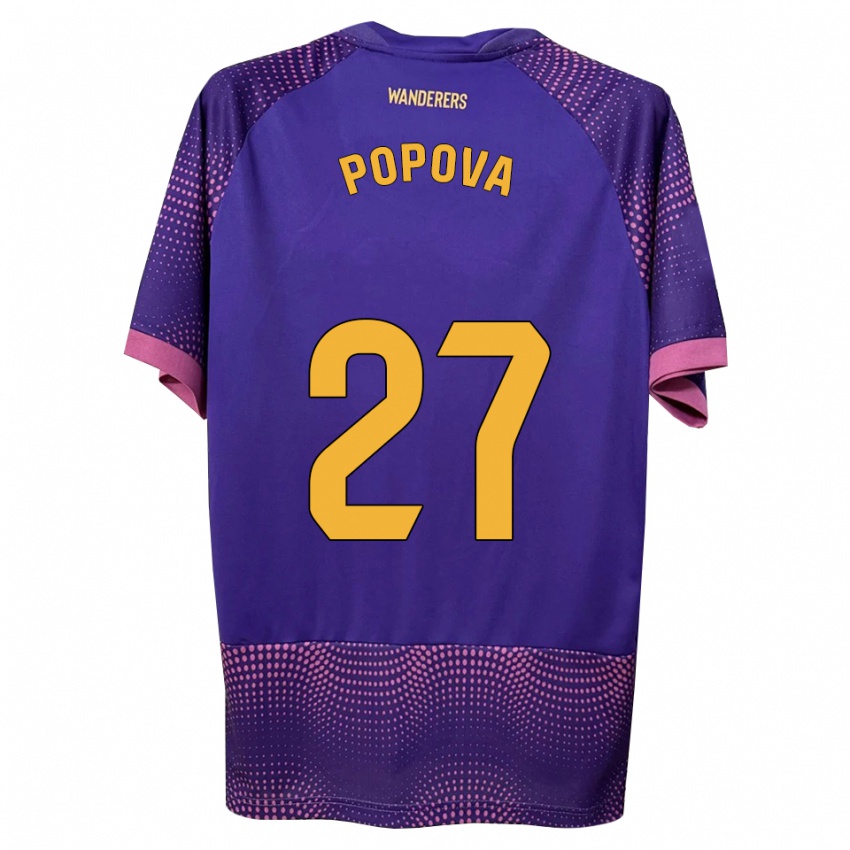 נשים Ángela Popova Fedorova #27 לבן ורוד סגול הרחק ג'רזי 2026/27 חולצה קצרה