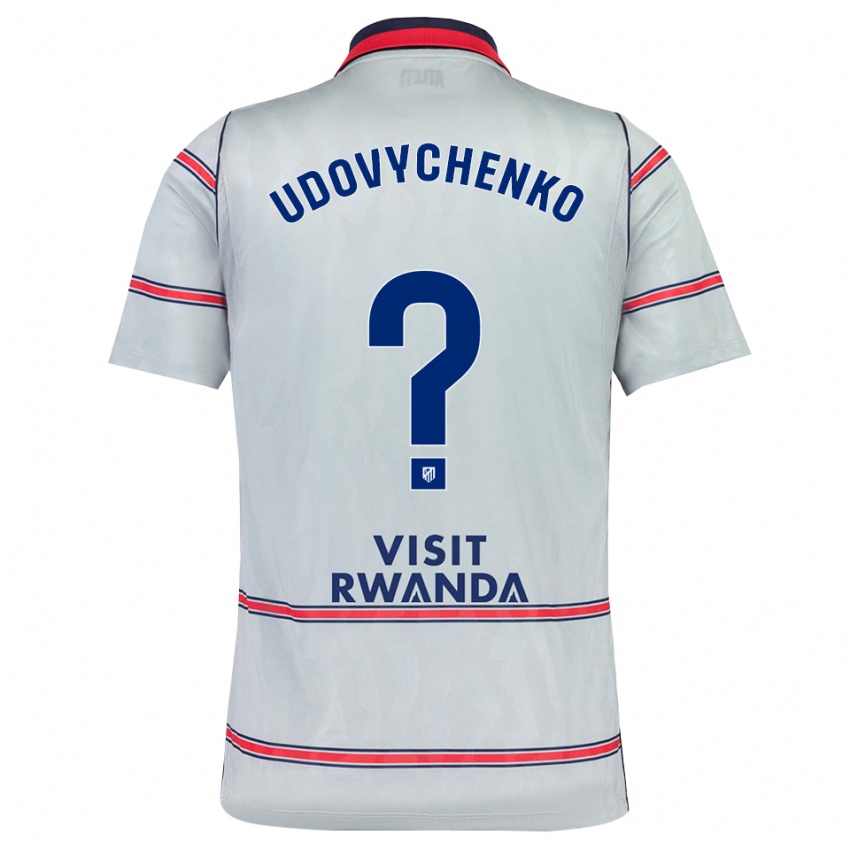 נשים Glib Udovychenko #0 אפור אדום כחול צי ג'רזי קיט שלישי 2026/27 חולצה קצרה