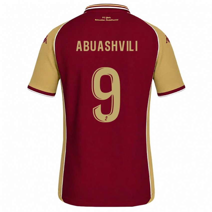 ילדים Giorgi Abuashvili #9 זהב אדום כהה ג'רזי ביתית 2026/27 חולצה קצרה