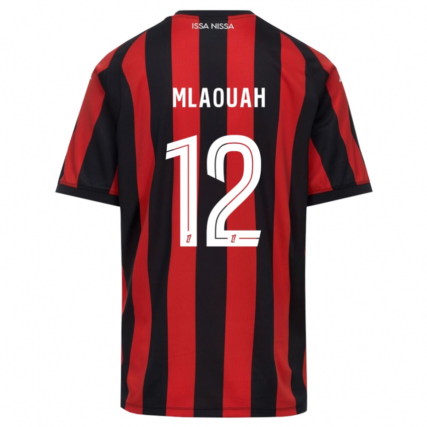 ילדים Sofiane Mlaouah #12 אדום שחור לבן ג'רזי ביתית 2026/27 חולצה קצרה