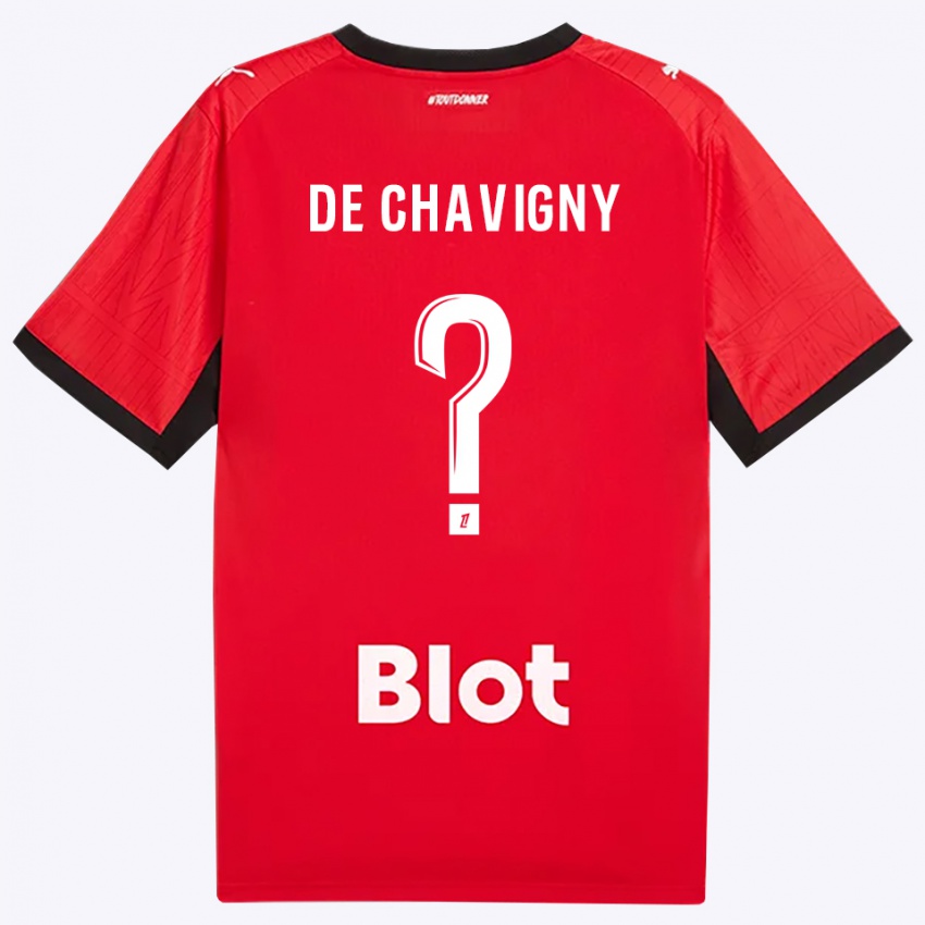 ילדים Melric De Chavigny #0 אדום שחור לבן ג'רזי ביתית 2026/27 חולצה קצרה