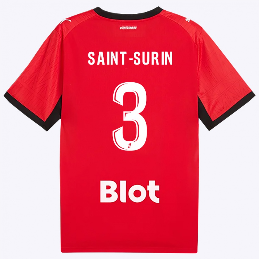 ילדים Rio Saint-Surin #3 אדום שחור לבן ג'רזי ביתית 2026/27 חולצה קצרה