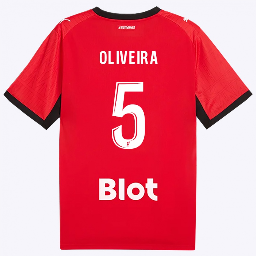ילדים Gonçalo Oliveira #5 אדום שחור לבן ג'רזי ביתית 2026/27 חולצה קצרה