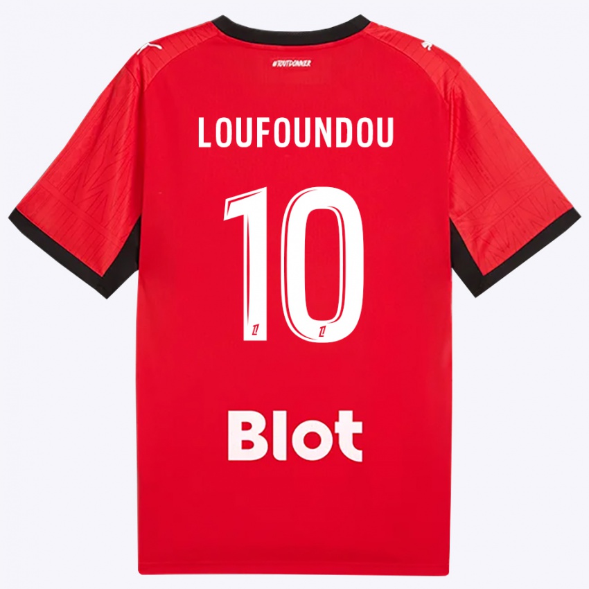 ילדים Noah Loufoundou #10 אדום שחור לבן ג'רזי ביתית 2026/27 חולצה קצרה