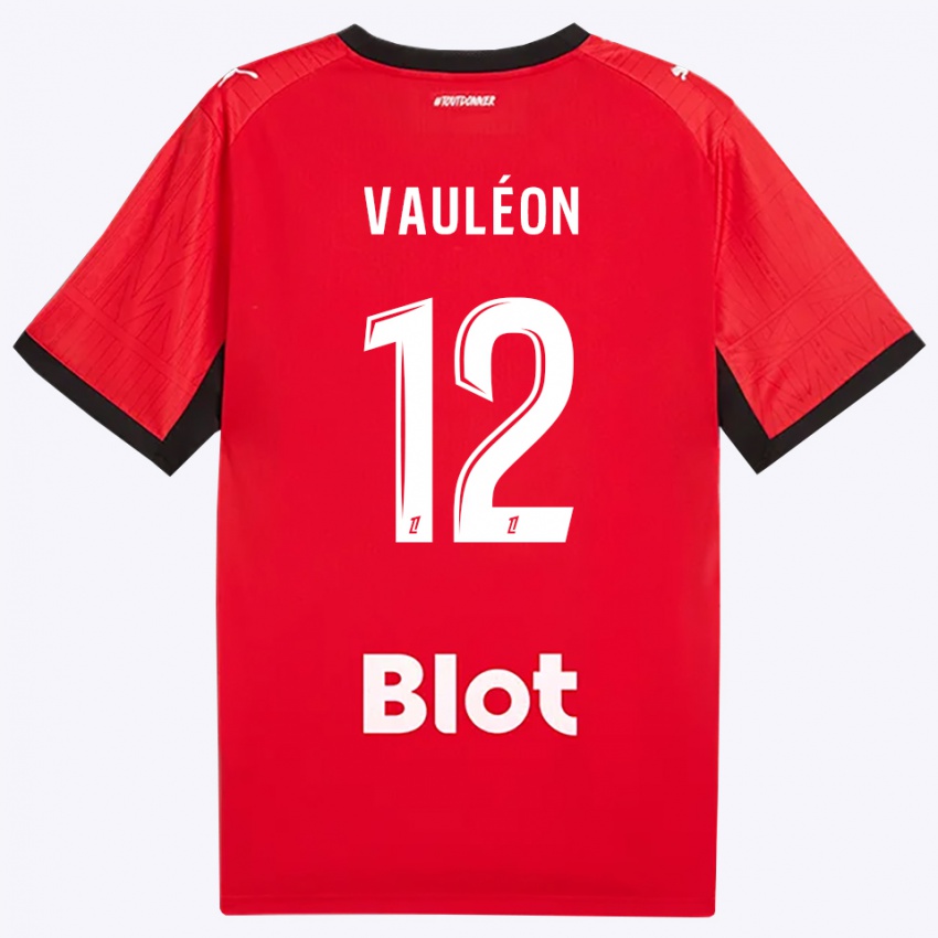 ילדים Antoine Vauléon #12 אדום שחור לבן ג'רזי ביתית 2026/27 חולצה קצרה