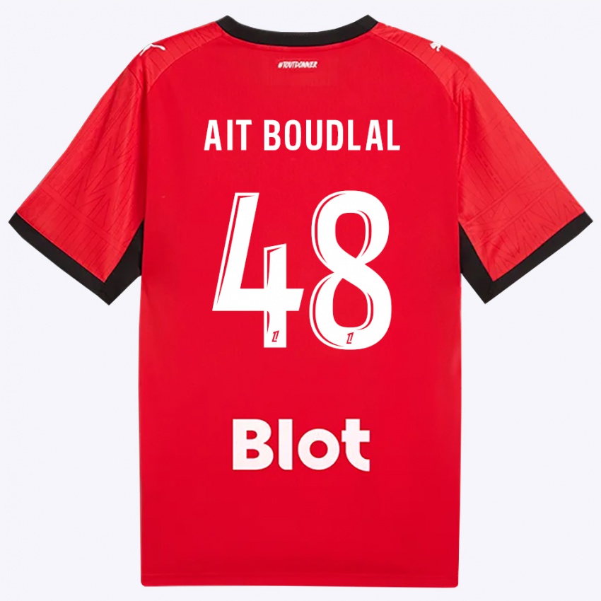 ילדים Abdelhamid Ait Boudlal #48 אדום שחור לבן ג'רזי ביתית 2026/27 חולצה קצרה