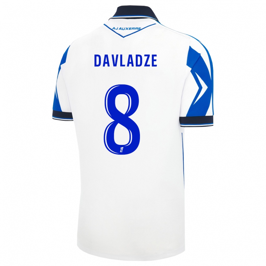 ילדים Luca Davladze #8 שחור לבן כחול ג'רזי ביתית 2026/27 חולצה קצרה