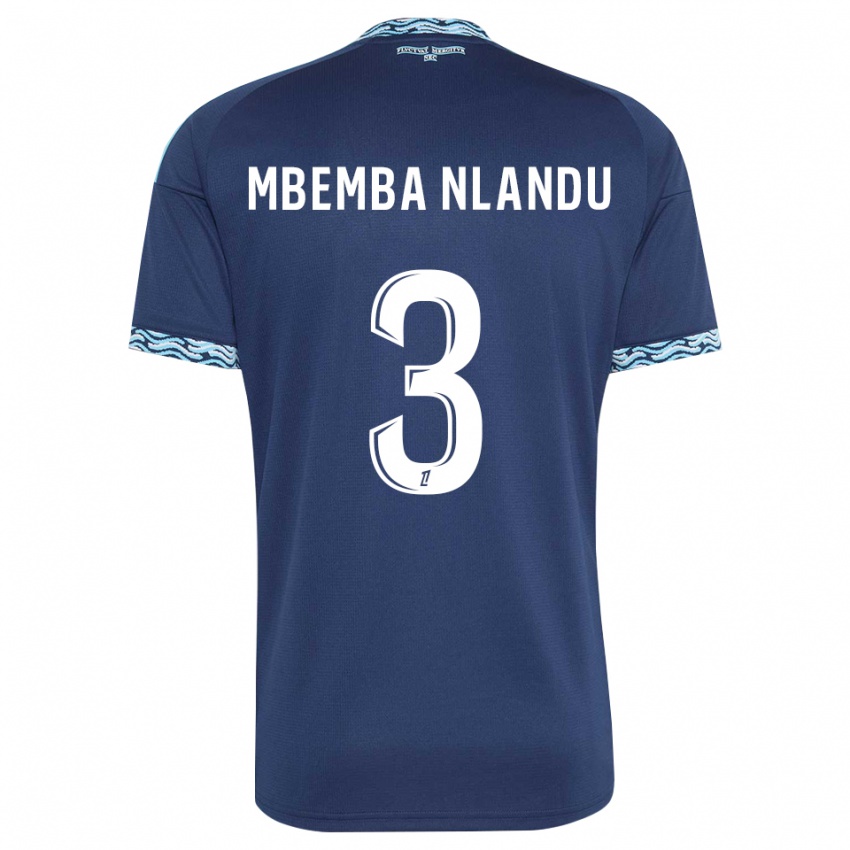 ילדים Emmanuel Mbemba Nlandu #3 כחול פלדה לבן ג'רזי ביתית 2026/27 חולצה קצרה