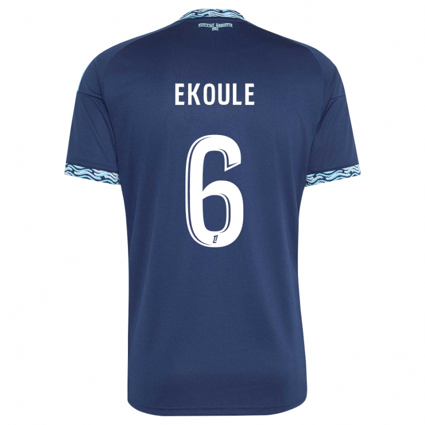 ילדים Lionel Ekoule #6 כחול פלדה לבן ג'רזי ביתית 2026/27 חולצה קצרה