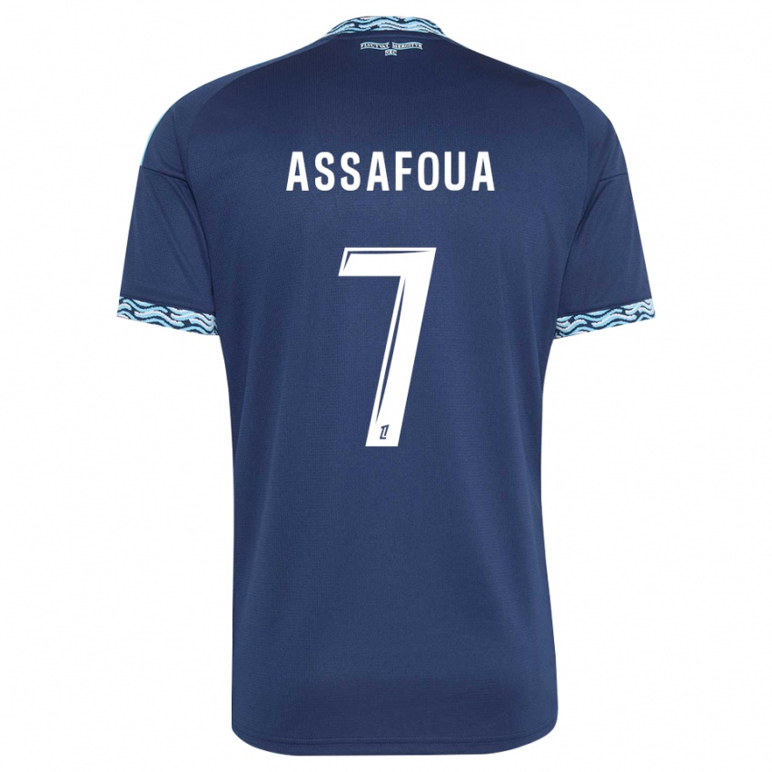 ילדים Nolhan Assafoua #7 כחול פלדה לבן ג'רזי ביתית 2026/27 חולצה קצרה