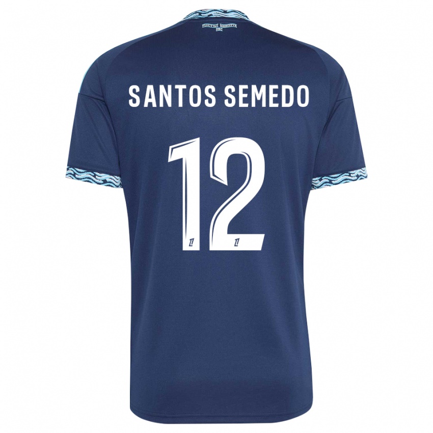 ילדים Ilyes Dos Santos Semedo #12 כחול פלדה לבן ג'רזי ביתית 2026/27 חולצה קצרה