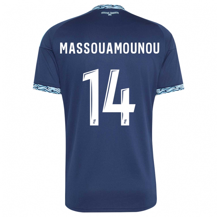 ילדים Patino Massouamounou #14 כחול פלדה לבן ג'רזי ביתית 2026/27 חולצה קצרה