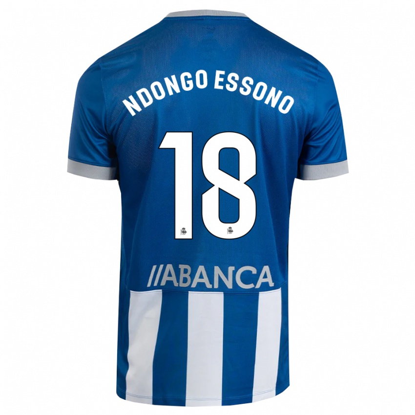 ילדים Rodrigue Essono #18 כחול אפור לבן ג'רזי ביתית 2026/27 חולצה קצרה