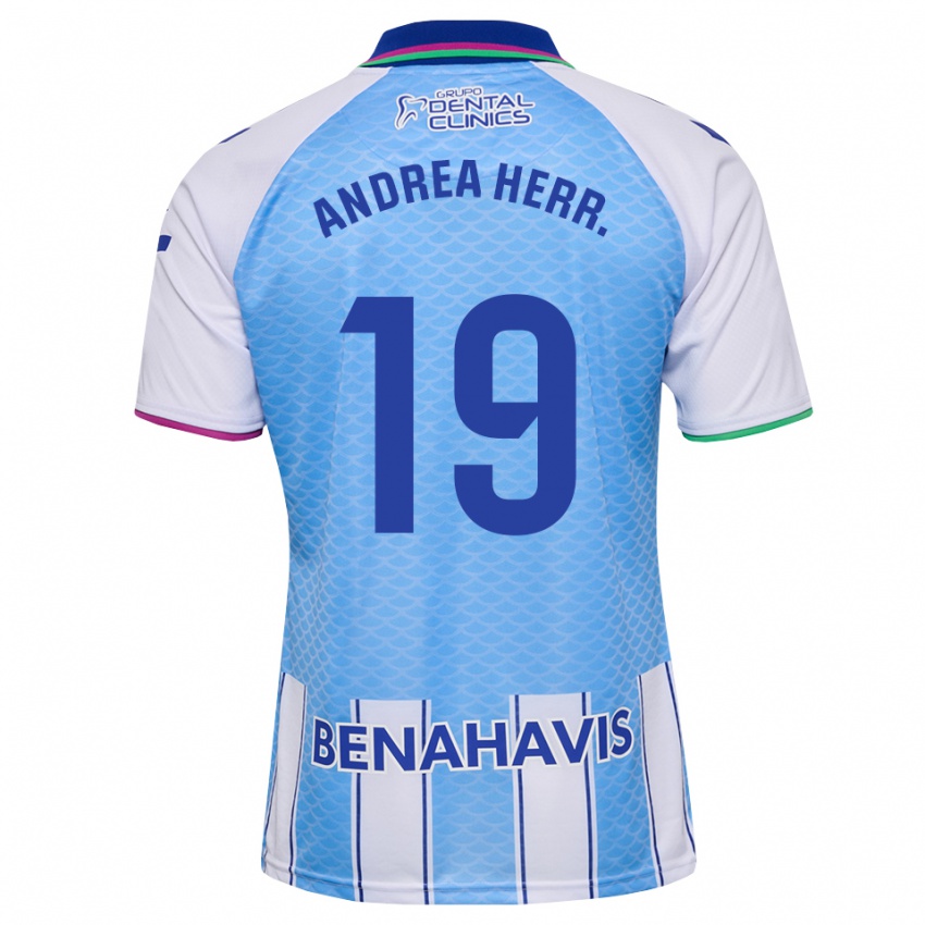 ילדים Andrea Herrero Valiente #19 כחול שמיים עמוק לבן ג'רזי ביתית 2026/27 חולצה קצרה