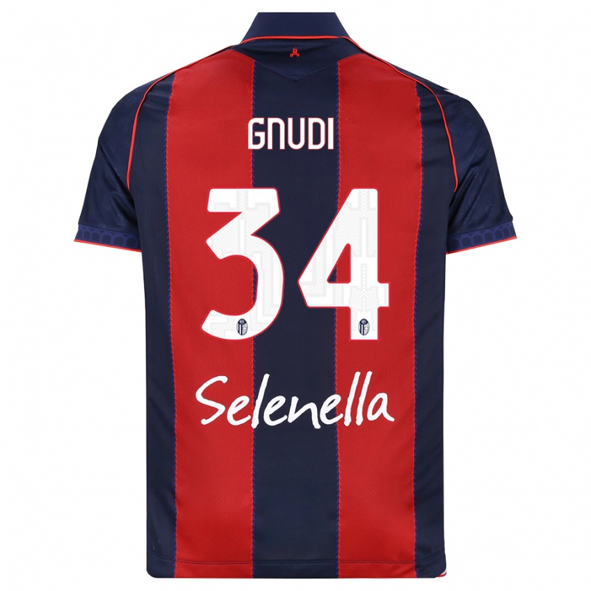 ילדים Riccardo Gnudi #34 כחול מלכותי אדום לבן ג'רזי ביתית 2026/27 חולצה קצרה